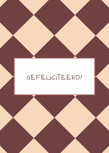 Kaart gefeliciteerd paars-beige