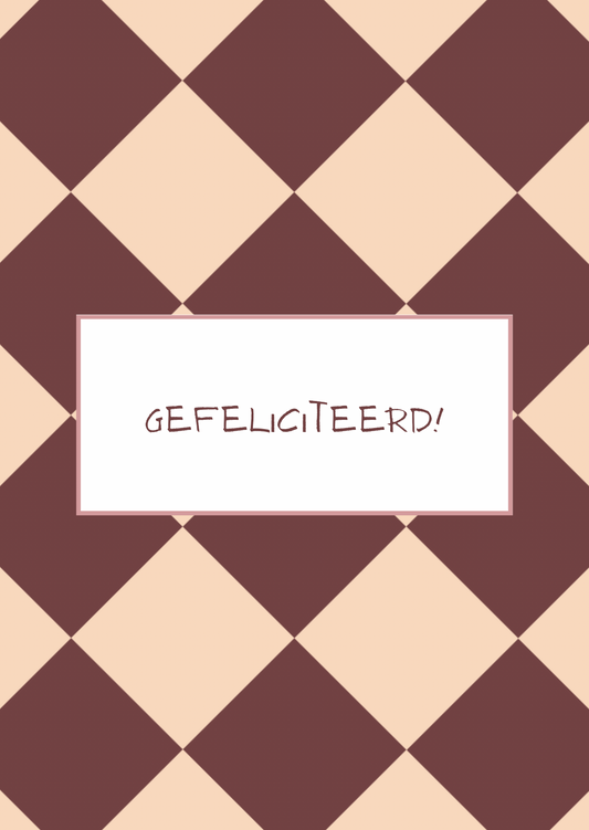 Kaart gefeliciteerd paars-beige