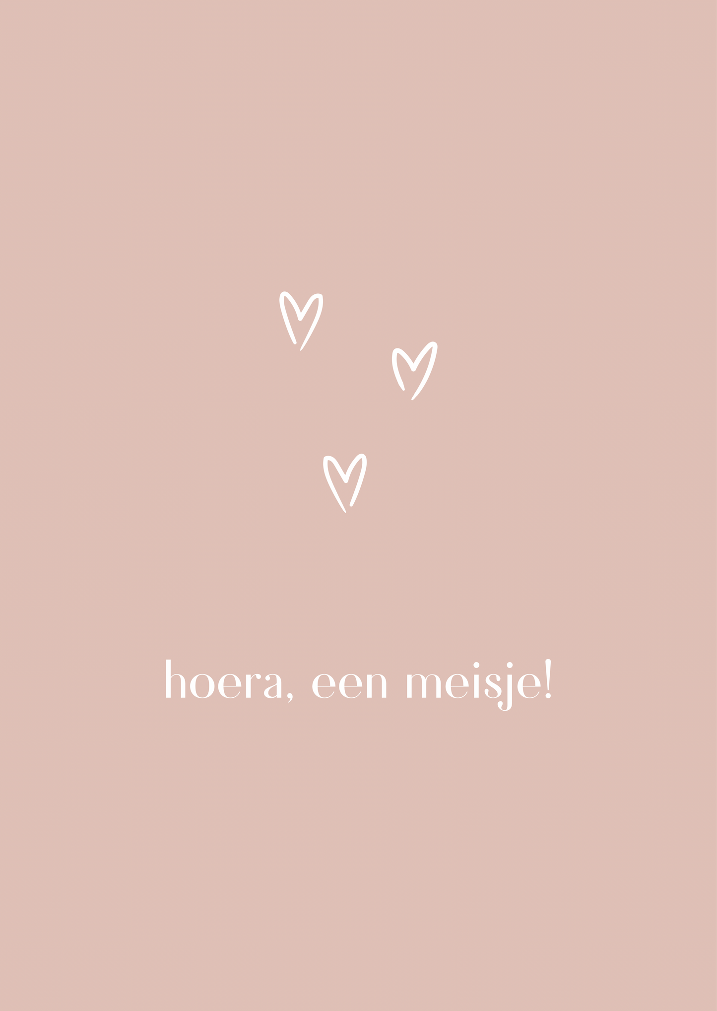 Kaart hoera een meisje hartjes