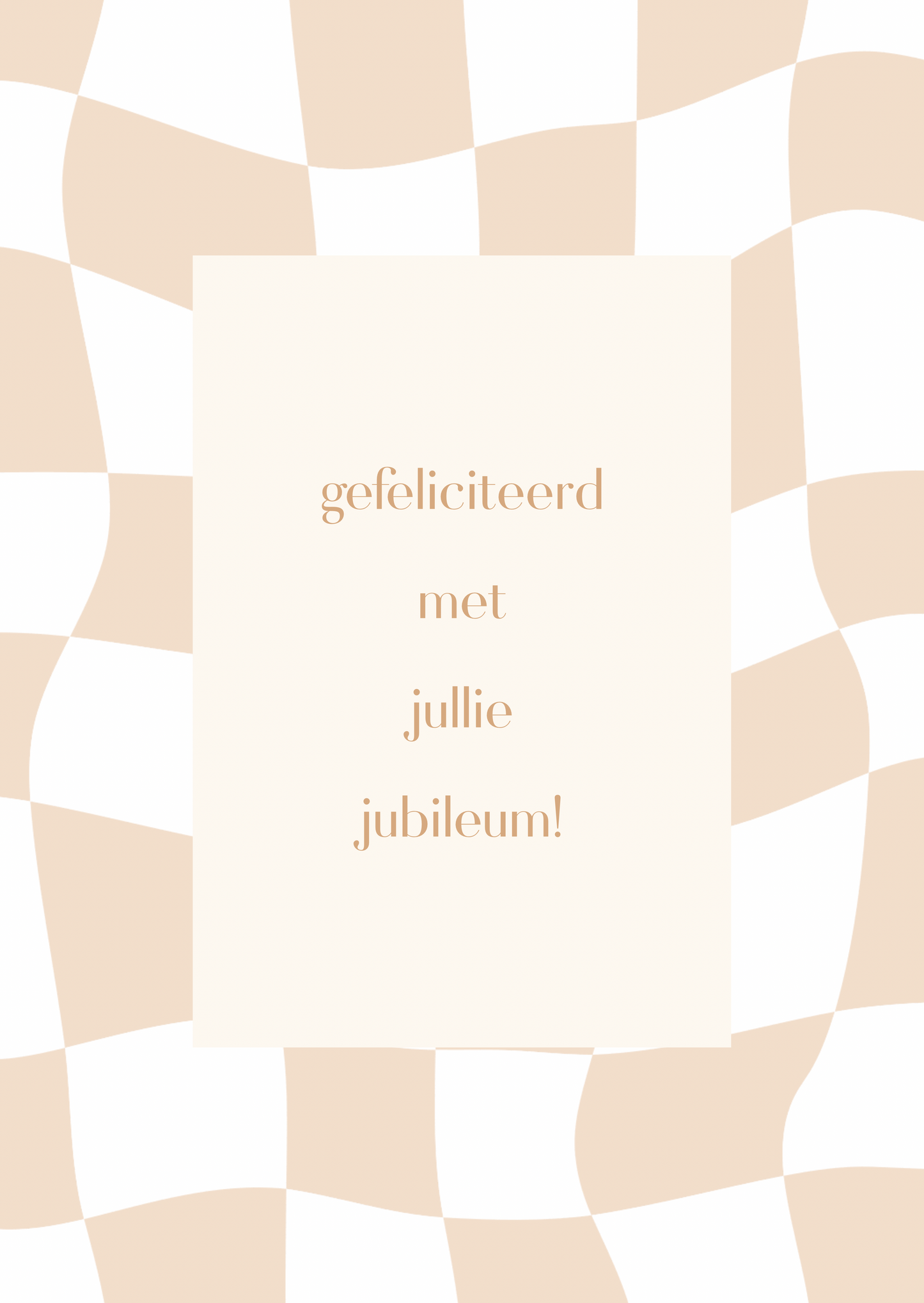 Kaart jubileum beige ruitjes