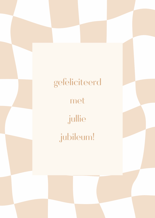Kaart jubileum beige ruitjes